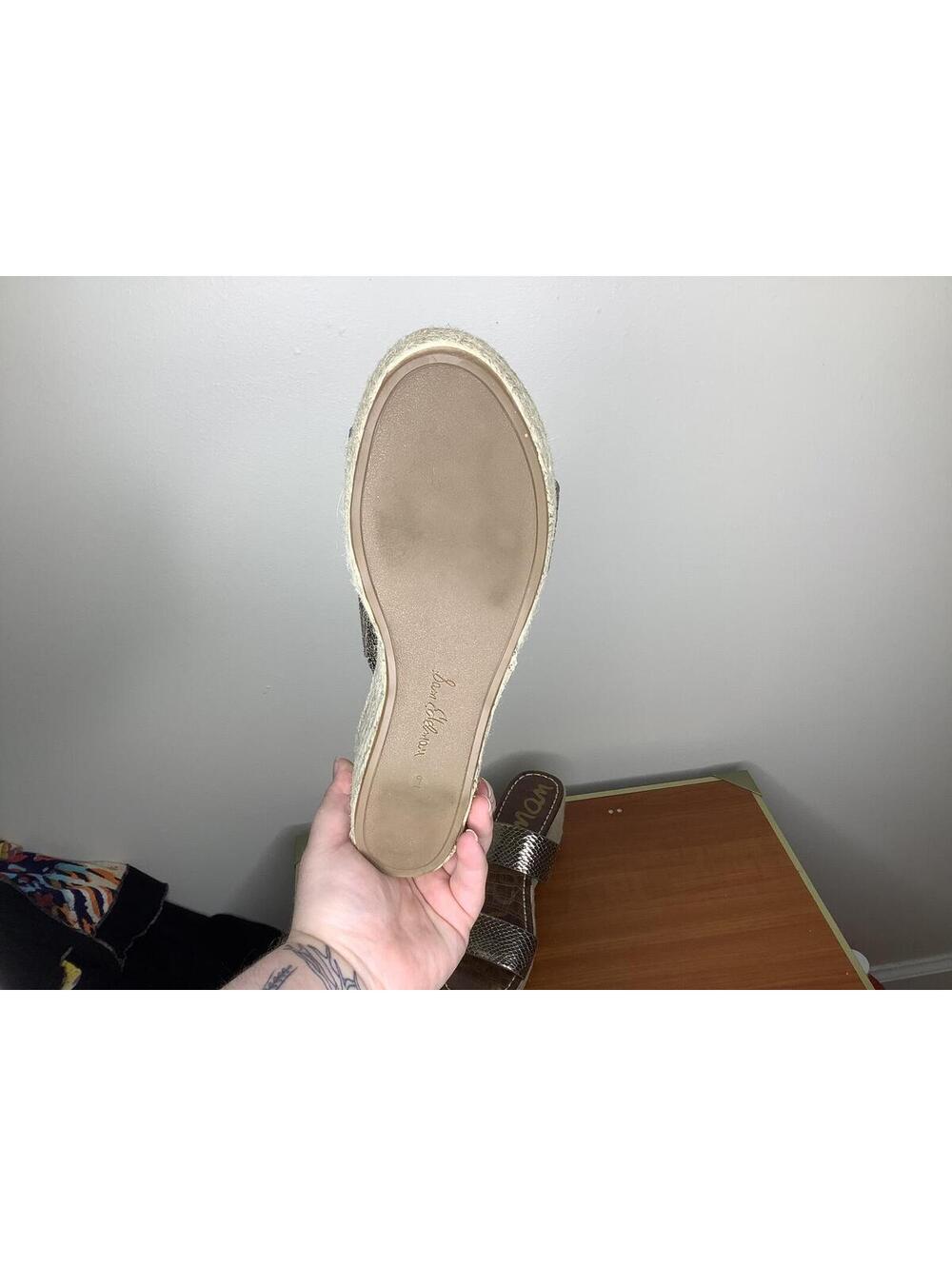 < Sam Edelman Rubie Metallic Espadrille Wedge Sandals > - Picture 5 of 6